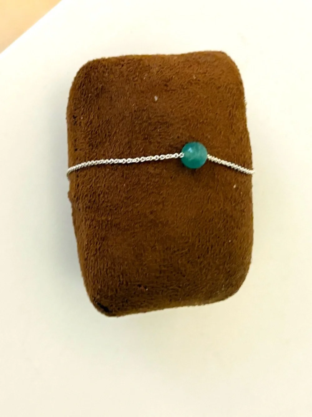Macy's Silver Chain Bracelet with Teal Green Bead